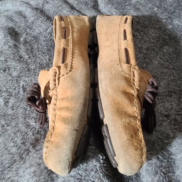 UGG Womens 9 Meena Shearling Suede Leather Driving Shoes Mocassins Slippers - Picture 7 of 9